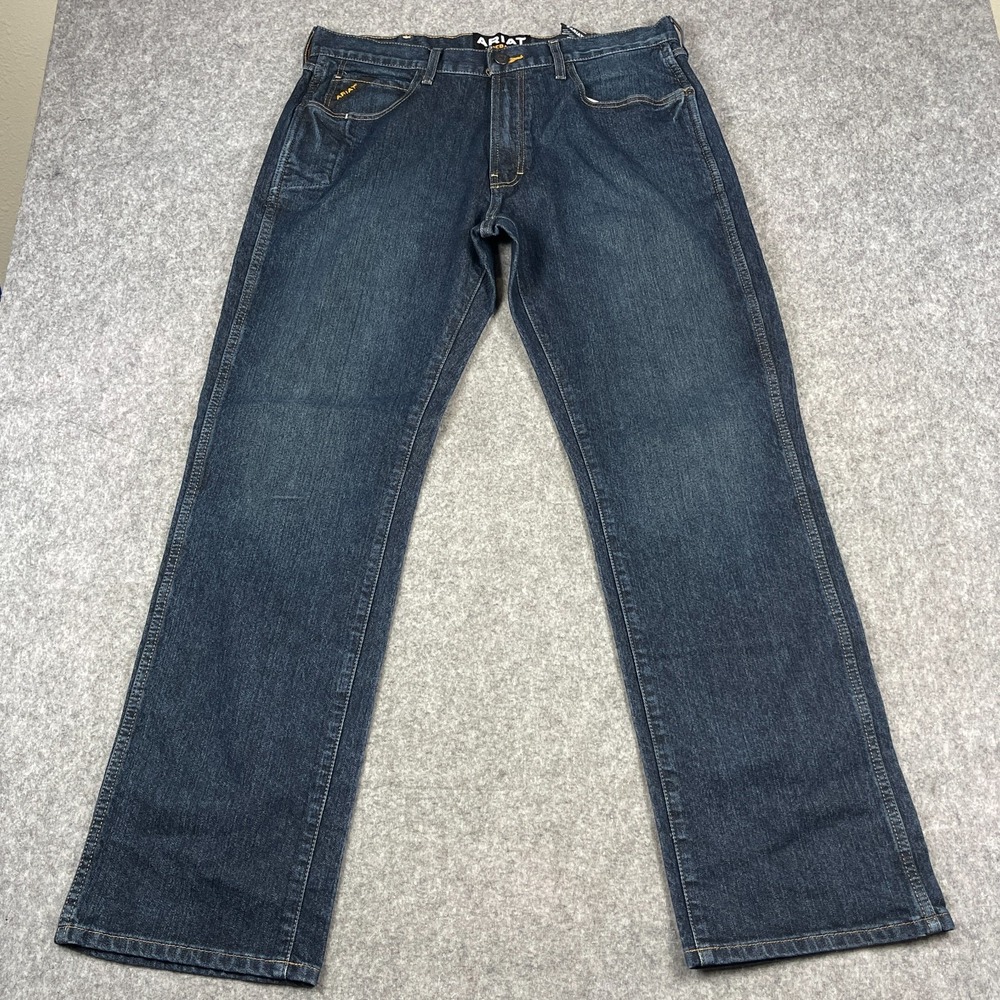 ARIAT Rebar M5 Slim M5 Straight Jeans 36x34 Blue Blackstone Boundary Stackable